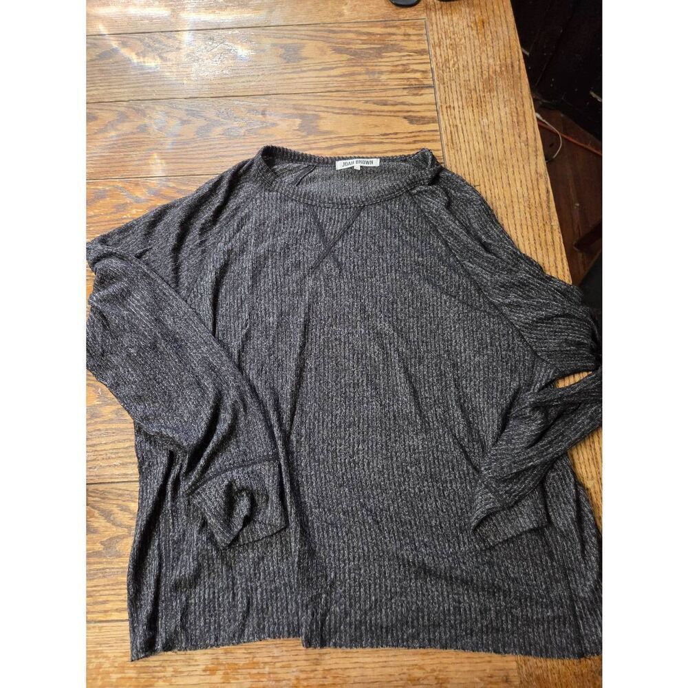Joah Brown Raglan knit pullover, heathered black Sz M/L